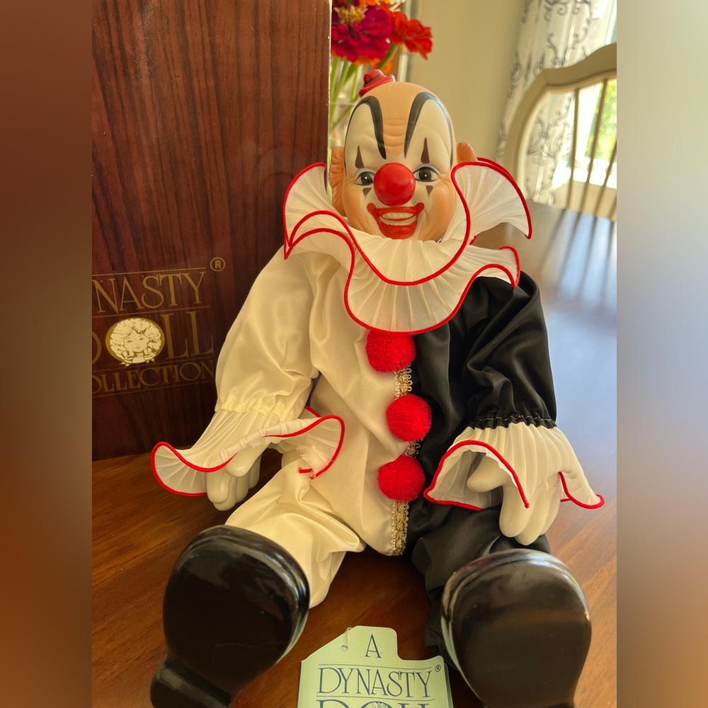 Dynasty Porcelain Clown Doll -  Black And White